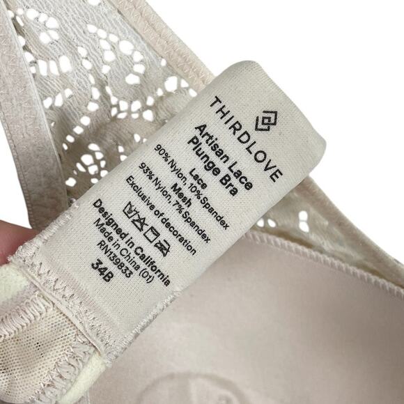 ThirdLove Artisan Lace Plunge Bra French Vanilla Size 34B - Picture 13 of 13